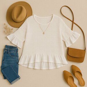 UMGEE Ruffle Sleeve Boho Ruffle Blouse